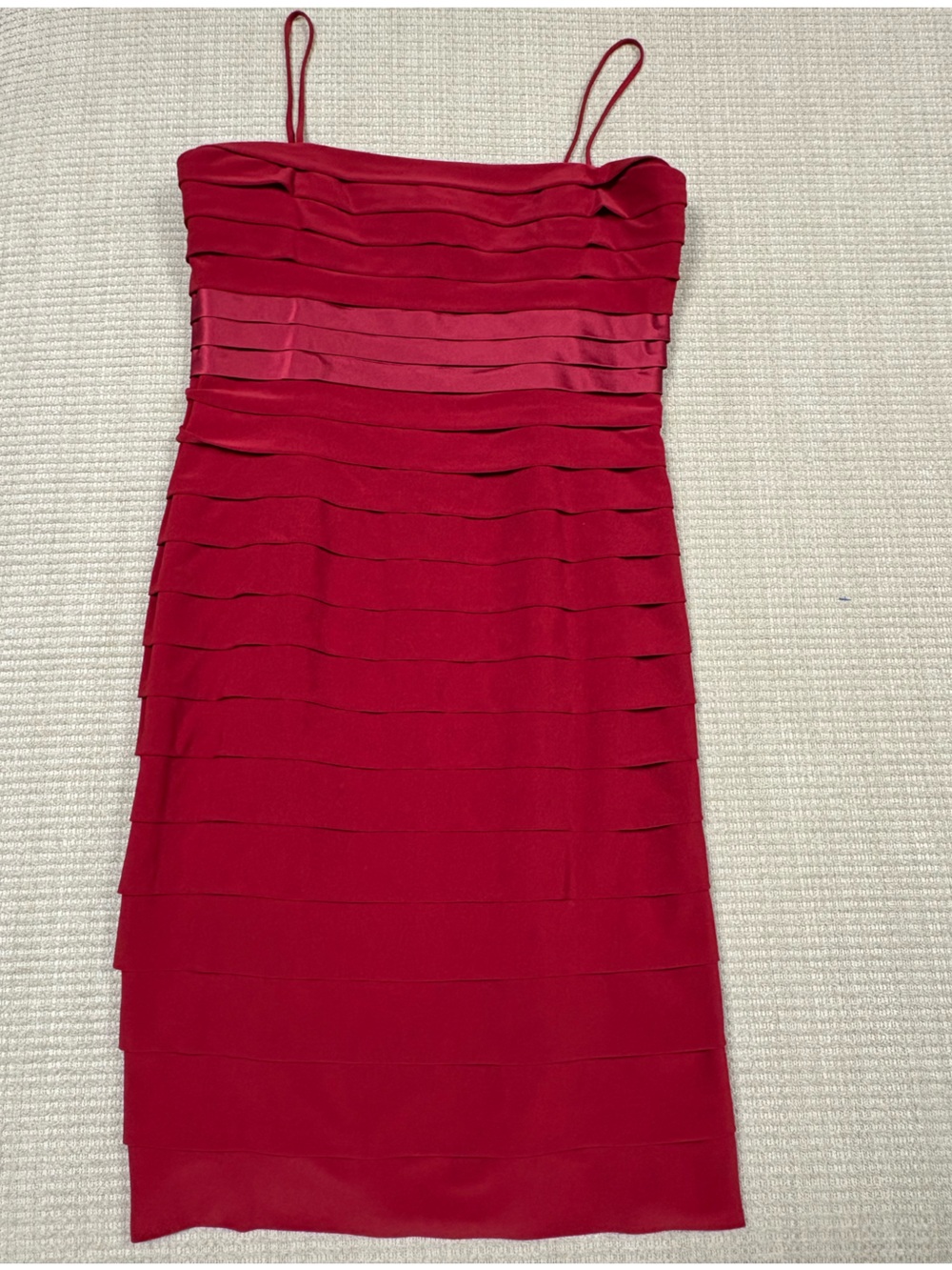 Anne Klein Red Modern Matador Carmen Tiered Spaghetti Strap Dress size 10